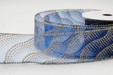 Blauw glitterlint met golvend stippenpatroon_KW0475GV-4